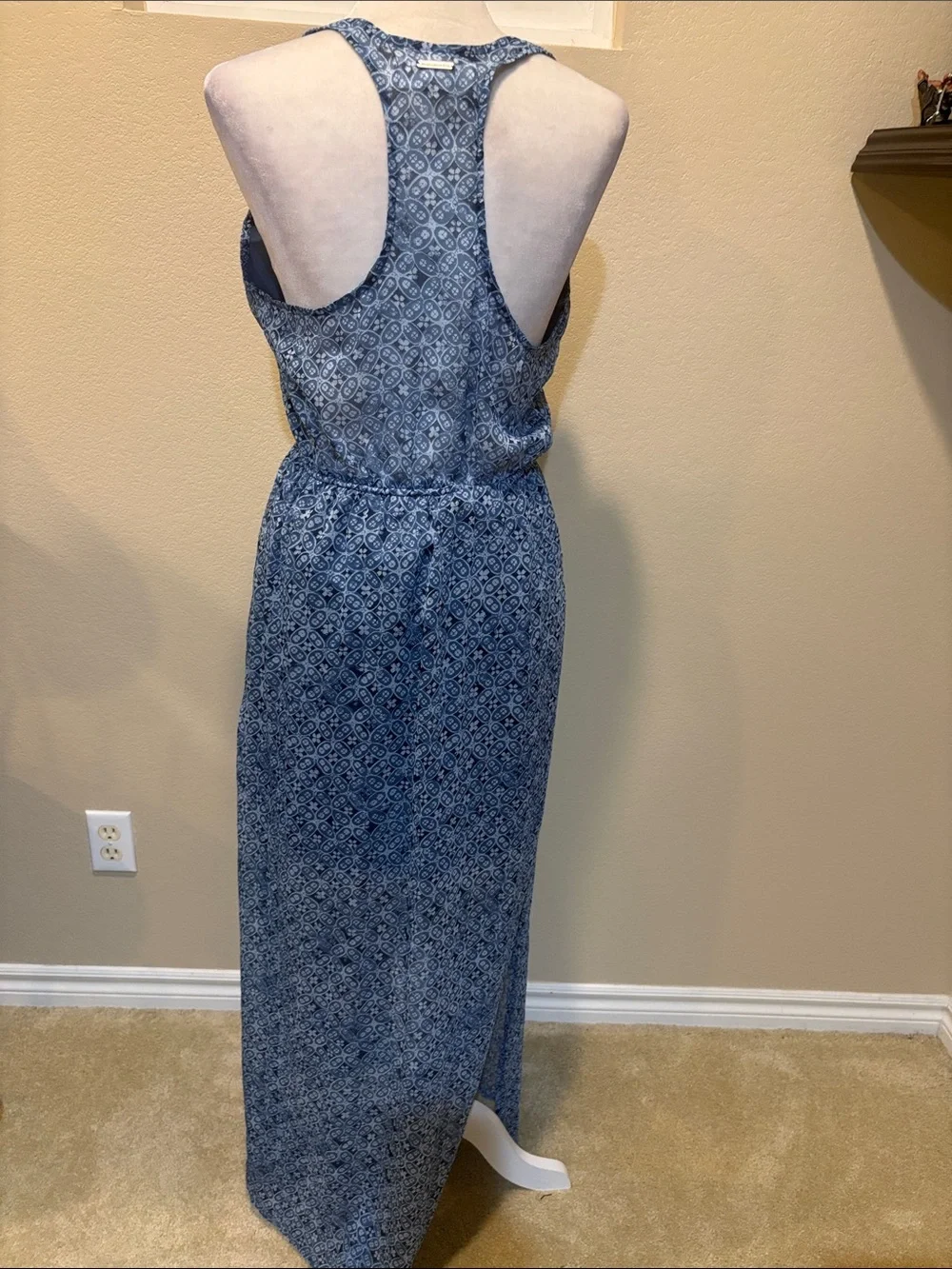 Abercrombie & Fitch Blue Printed Tie-Waist Maxi Dress